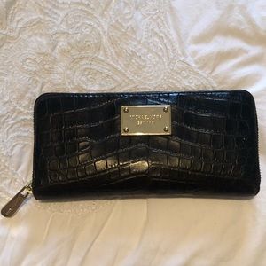 Michael Kors Black Croc Embossed Wallet